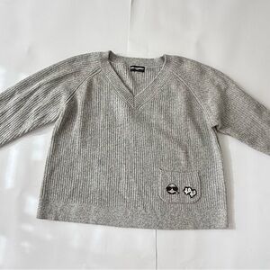 Karl Lagerfeld V-Neck Varsity Sweater with Patch Details